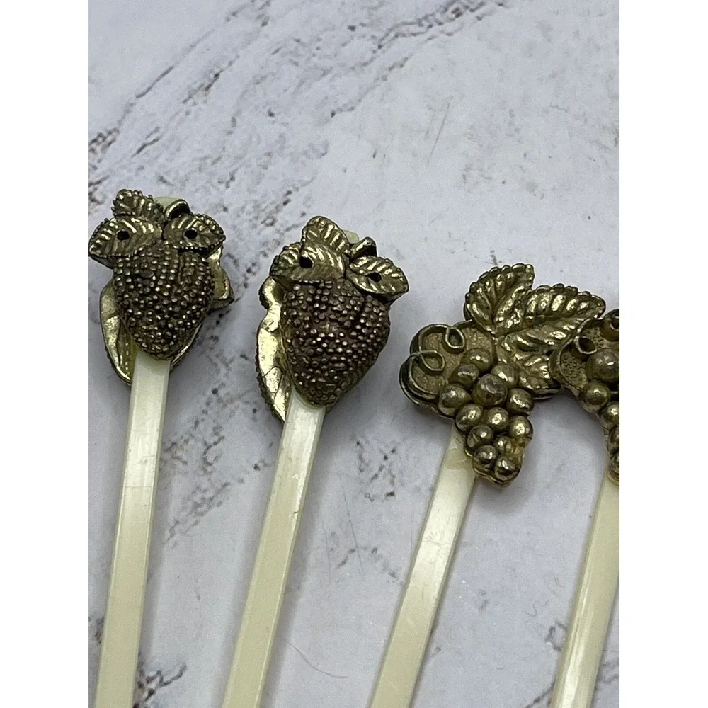 8 Vintage Gold Plated Sandwich Picks Stir Sticks Vintage Kitchenware